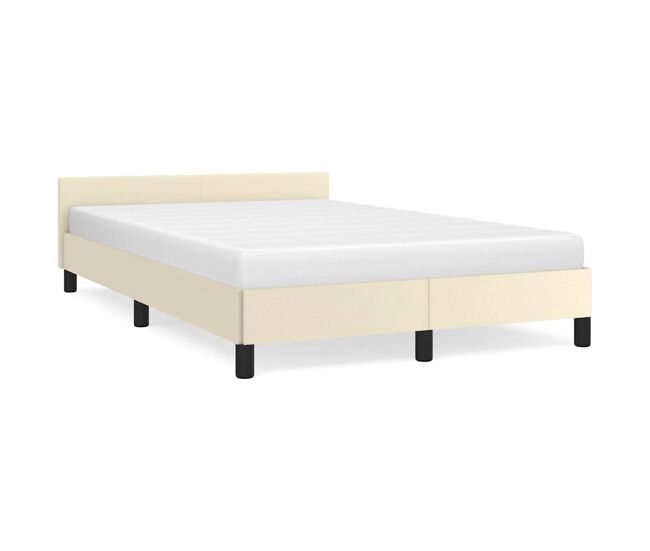 Estructura de cama doble matrimonial con cabecero - crema 120x200 cm