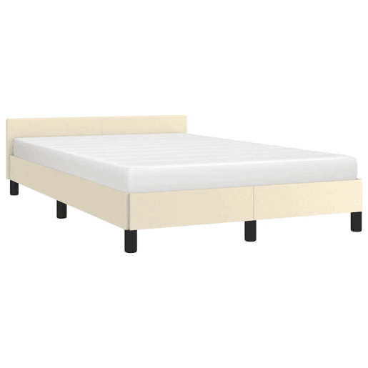 Estrutura Cama de casal para adultos c cabeceira sem colchão 120x200 cm creme