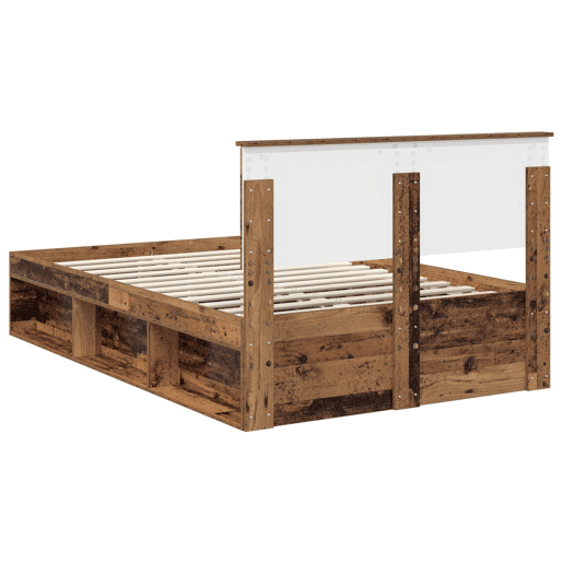 Estrutura de cama de casal com cabeceira - Madeira antiga 120 x 200 cm