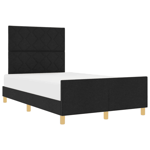 Estrutura de cama de casal com cabeceira - Preto 120 x 190 cm tecido