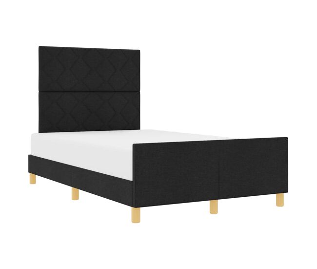 Estructura de cama matrimonial estilo con cabecera negro 120 x 190 cm tela