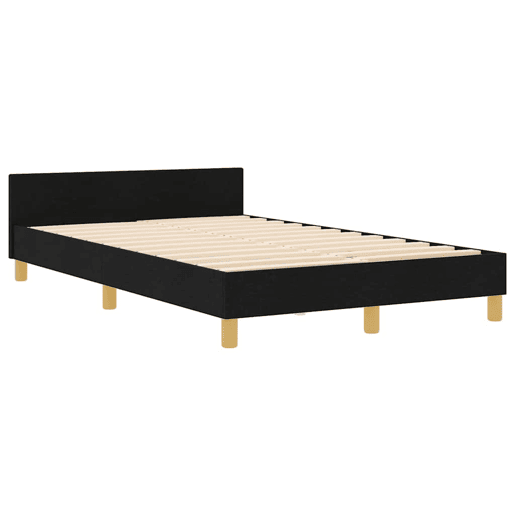 Estrutura de cama de casal com cabeceira - Preto 120 x 190 cm tecido