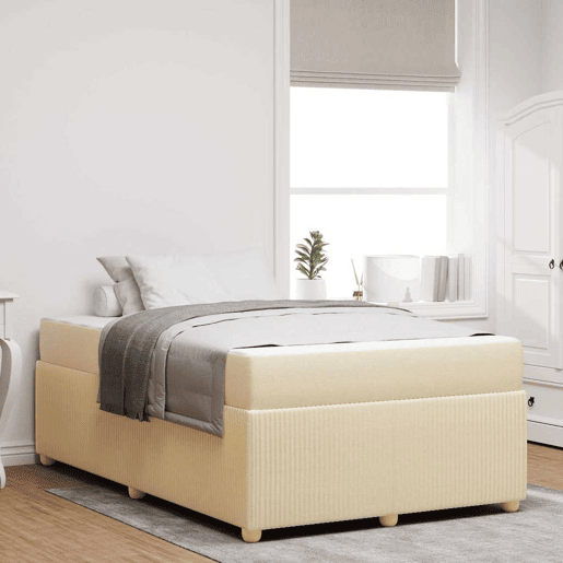 Estrutura da Cama de casal moderno com colchão - Creme 120 x 200 cm tecido