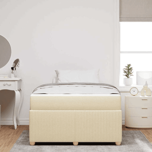 Estrutura da Cama de casal moderno com colchão - Creme 120 x 200 cm tecido