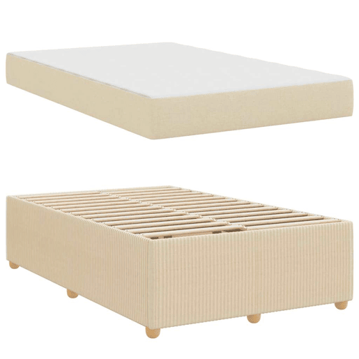 Estrutura da Cama de casal moderno com colchão - Creme 120 x 200 cm tecido