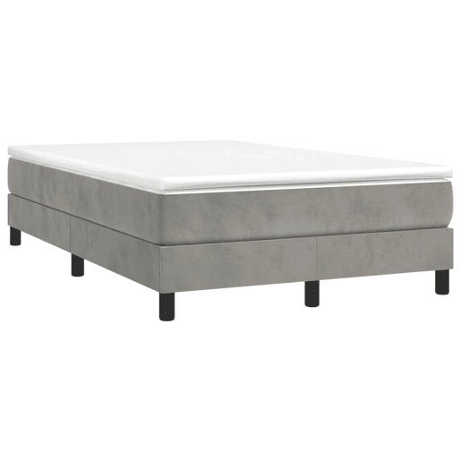 Estrutura de Cama de casal moderno com molas 120x200 cm veludo cinzento-claro