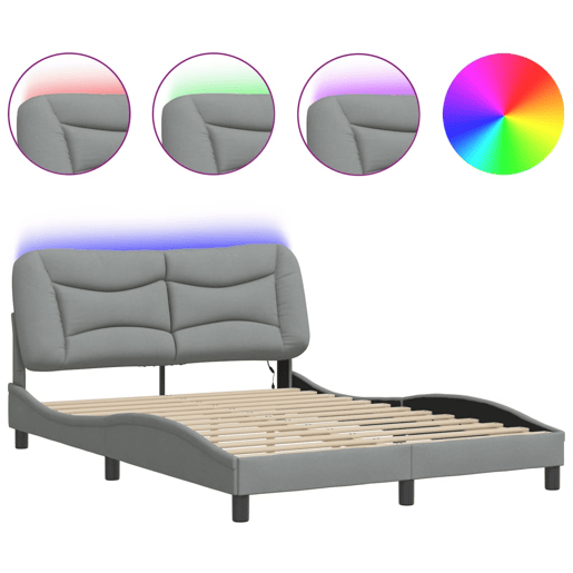 Estrutura de Cama de casal moderno com LED - 120x200 cm tecido