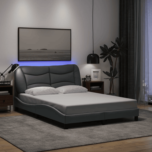 Estrutura de Cama de casal moderno com LED - 120x200 cm tecido