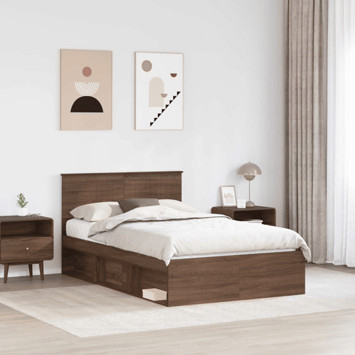 Estrutura da Cama de casal moderno com cabeceira Carvalho Marrom 120 x 190 cm