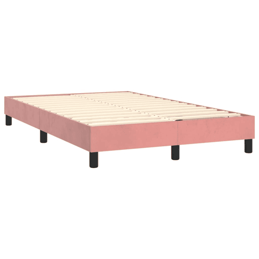 Estrutura de Cama de casal moderno com molas 120x200 cm veludo rosa
