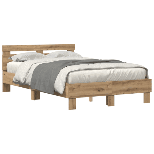 Estrutura da Cama de casal simple com led Carvalho Artesanal 120 x 190 cm