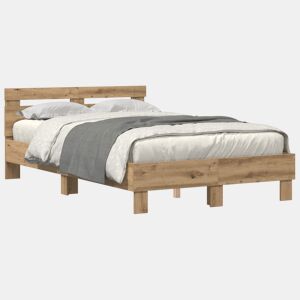 Estrutura da Cama de casal simple com led Carvalho Artesanal 120 x 190 cm