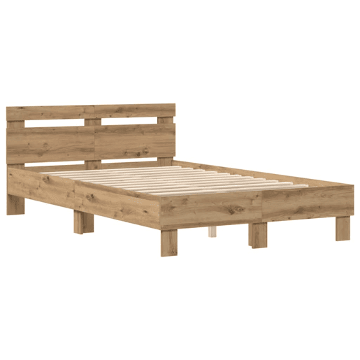 Estrutura da Cama de casal simple com led Carvalho Artesanal 120 x 190 cm