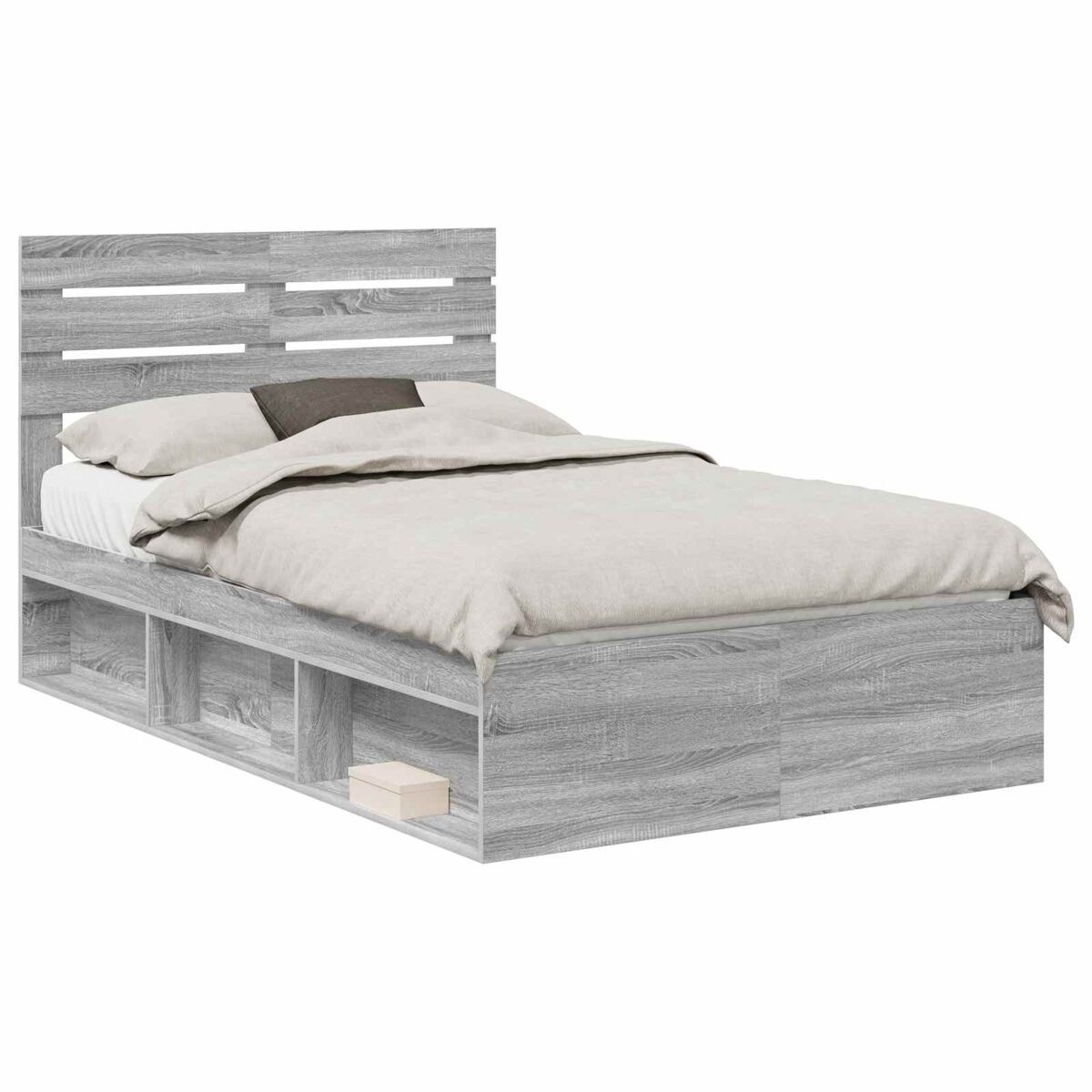 Estructura de cama 123x196 Roble/ Gris