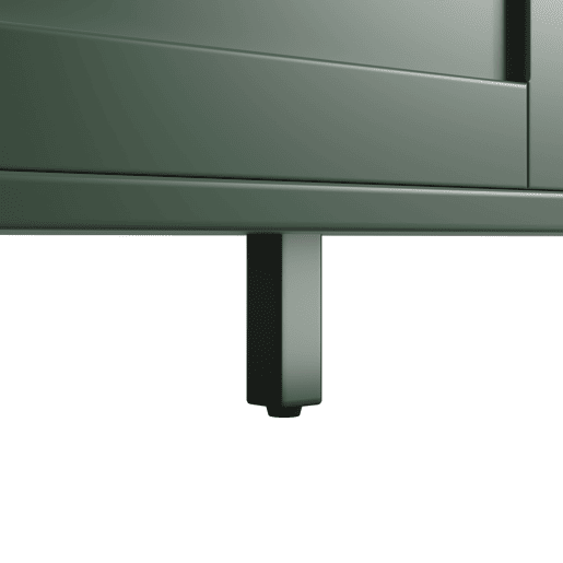 Aparador 120x40x179 cm - Armário alto com portas de vidro castanho e LED - Verde