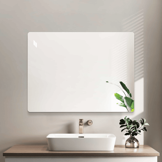 Espelho de parede sem moldura 100×75 cm - alta definição, antirreflexo, película inquebrável - prateado Espelho de parede sem moldura 100×75 cm - alta definição, antirreflexo, película inquebrável - prateado