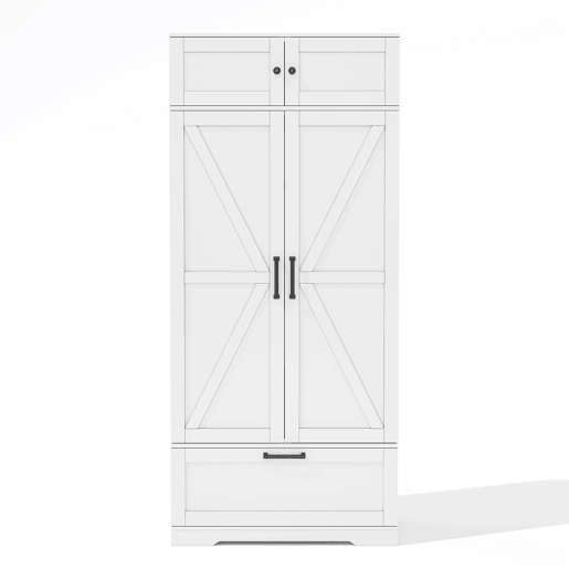 Aparador 80x40x180 cm - prateleiras ajustáveis, gavetas, prateleira para vinho, portas com prateleiras - branco