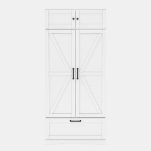 Aparador 80x40x180 cm - prateleiras ajustáveis, gavetas, prateleira para vinho, portas com prateleiras - branco