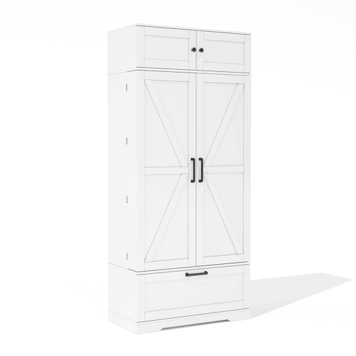 Aparador 80x40x180 cm - prateleiras ajustáveis, gavetas, prateleira para vinho, portas com prateleiras - branco