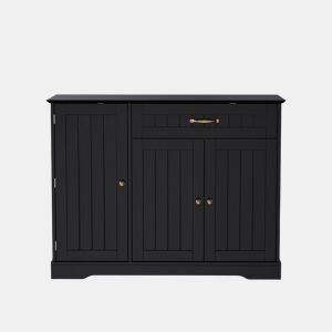 Aparador com 3 portas e 1 gaveta - Moderno e elegante para sala de estar, sala de jantar e hall de entrada - Preto