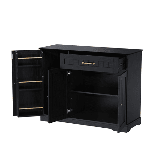Aparador com 3 portas e 1 gaveta - Moderno e elegante para sala de estar, sala de jantar e hall de entrada - Preto Aparador com 3 portas e 1 gaveta - Moderno e elegante para sala de estar, sala de jantar e hall de entrada - Preto