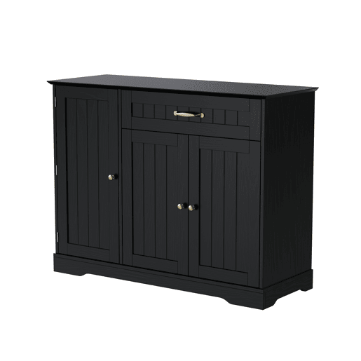 Aparador com 3 portas e 1 gaveta - Moderno e elegante para sala de estar, sala de jantar e hall de entrada - Preto Aparador com 3 portas e 1 gaveta - Moderno e elegante para sala de estar, sala de jantar e hall de entrada - Preto