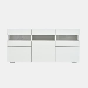 Aparador 140x40,5x66,5 cm - 3 portas, com LED, 7 prateleiras, branco