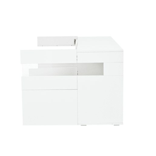 Aparador 140x40,5x66,5 cm - 3 portas, com LED, 7 prateleiras, branco Aparador 140x40,5x66,5 cm - 3 portas, com LED, 7 prateleiras, branco
