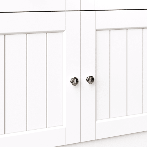 Aparador 140x40x175 cm - Vitrina com prateleiras ajustáveis e LED - Branco