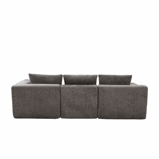 Sofá modular de canto 261×165 cm - em forma de L, assento profundo, sem montagem, com porta-copos - cinzento escuro