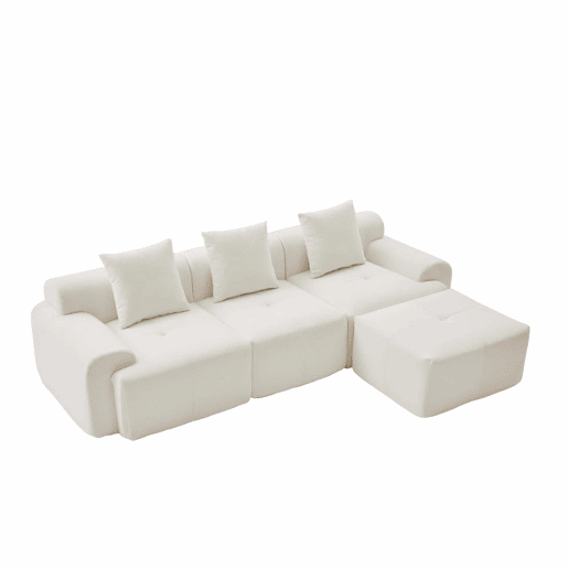 Sofá modular de 3 lugares 268×102×78 cm - Espuma viscoelástica, formato em L, sem montagem - Bege Sofá modular de 3 lugares 268×102×78 cm - Espuma viscoelástica, formato em L, sem montagem - Bege