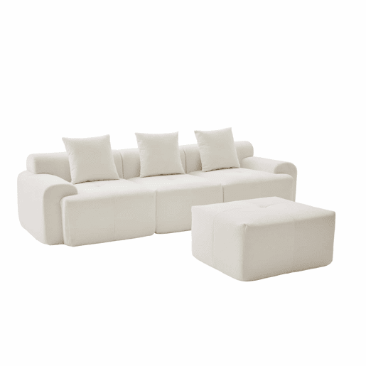 Sofá modular de 3 lugares 268×102×78 cm - Espuma viscoelástica, formato em L, sem montagem - Bege Sofá modular de 3 lugares 268×102×78 cm - Espuma viscoelástica, formato em L, sem montagem - Bege