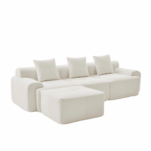 Sofá modular de 3 lugares 268×102×78 cm - Espuma viscoelástica, formato em L, sem montagem - Bege Sofá modular de 3 lugares 268×102×78 cm - Espuma viscoelástica, formato em L, sem montagem - Bege