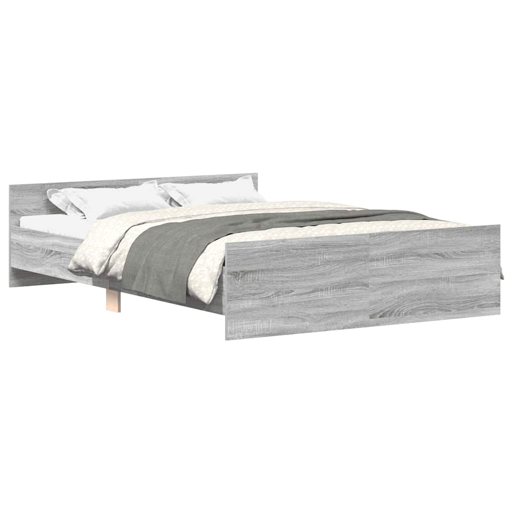 Estructura de cama 123x203 Roble/ Gris