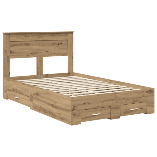 Estrutura de cama de casal moderno com cabeceira - Carvalho Artesanal 120 x 190 cm