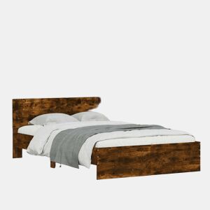 Estrutura Cama de casal simple c cabeceiraluzes LED 120x200cm carvalho fumado