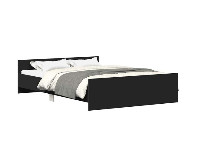 Estructura de cama matrimonial estilo con cabecero piecero negro 120x200 cm