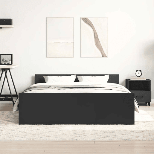 Estrutura Cama de casal para adultos c painéis de cabeceira e pés 120x200 cm preto
