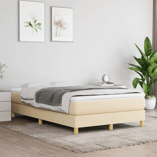 Estrutura de Cama de casal moderno com molas 120x200 cm tecido cor creme