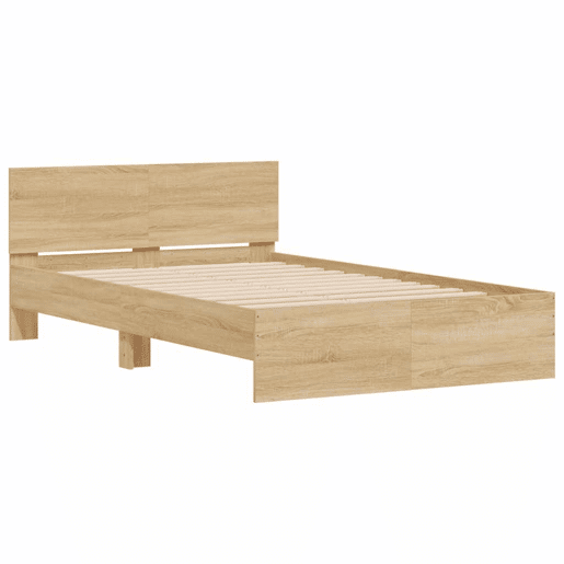 Estrutura Cama de casal simple c cabeceiraluzes LED 120x200cm carvalho sonoma