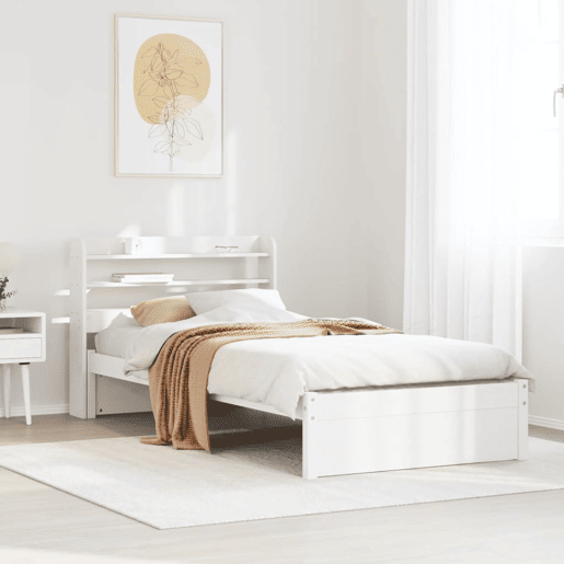 Estrutura de cama de solteiro para adultos c cabeceira 75x190 cm pinho maciço