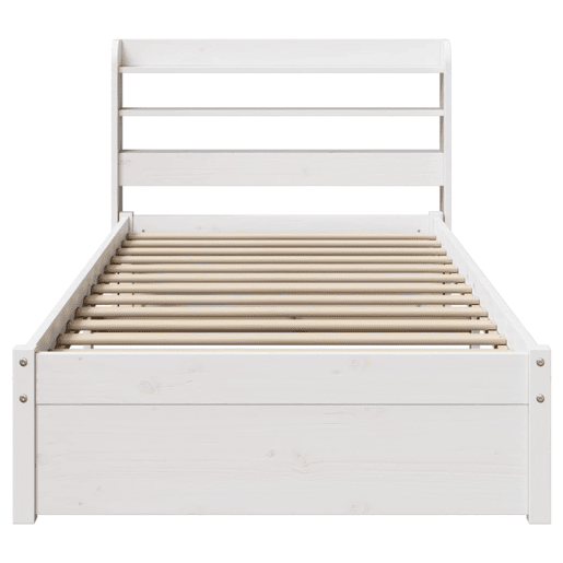 Estrutura de cama de solteiro para adultos c cabeceira 75x190 cm pinho maciço