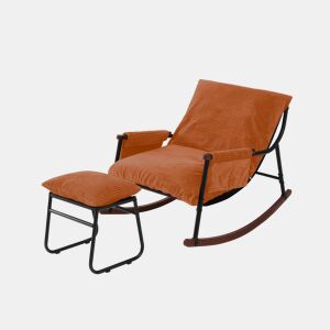 Cadeira de baloiço relax HomeMiYN de metal com almofada de 15 cm e apoio de pés metálico