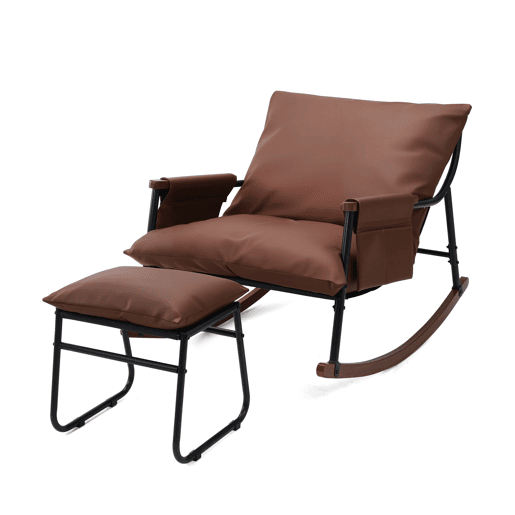 Cadeira de baloiço relax HomeMiYN de metal com almofada de 15 cm e apoio de pés metálico