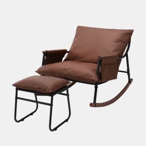 Cadeira de baloiço relax HomeMiYN de metal com almofada de 15 cm e apoio de pés metálico