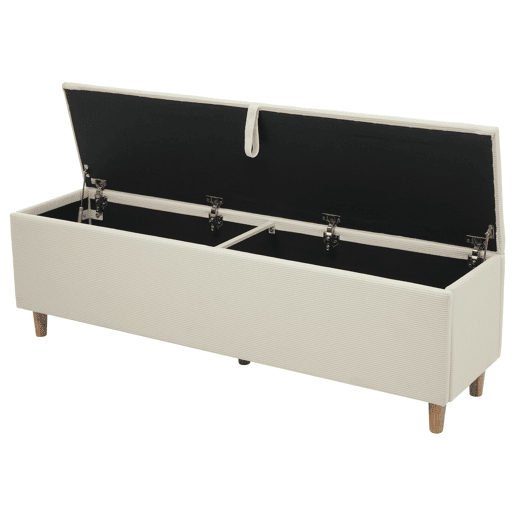 Banco cama 165x38 cm - Banco estofado com armazenamento hidráulico - Cor bege