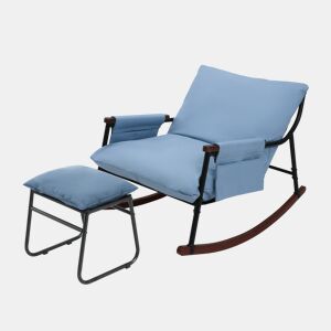 Cadeira de baloiço relax HomeMiYN de metal com almofada de 15 cm e apoio de pés metálico