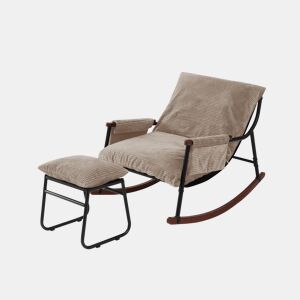 Cadeira de baloiço relax HomeMiYN de metal com almofada de 15 cm e apoio de pés metálico