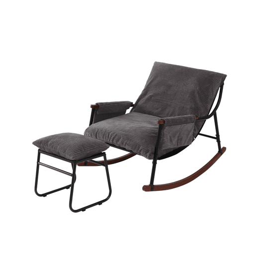 Cadeira de baloiço relax HomeMiYN de metal com almofada de 15 cm e apoio de pés metálico