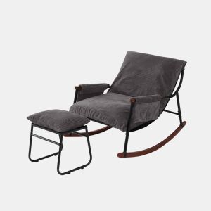 Cadeira de baloiço relax HomeMiYN de metal com almofada de 15 cm e apoio de pés metálico